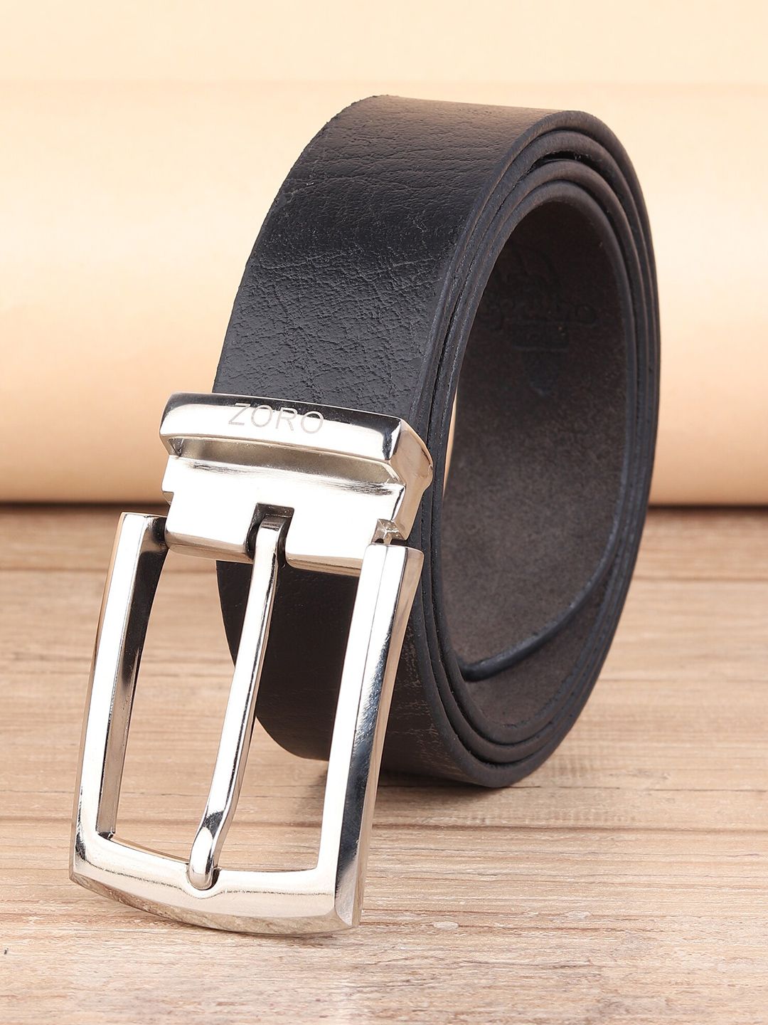 ZORO Men Black Textured Leather Formal Belt-picture-32
