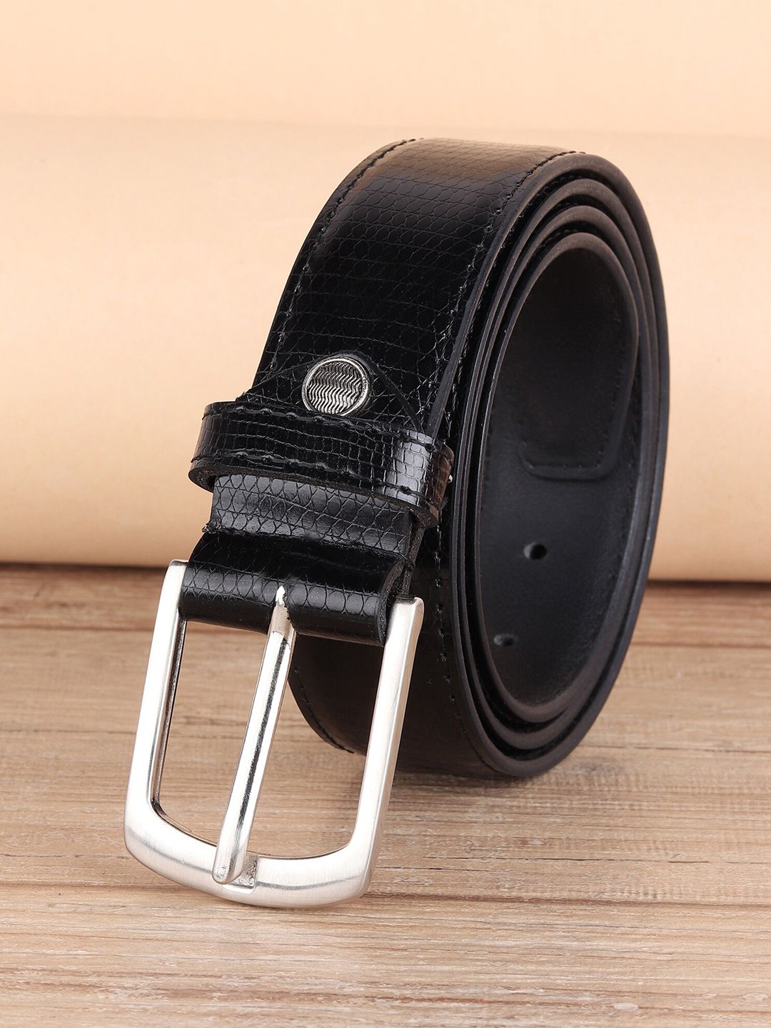 ZORO Men Black Textured Belt-picture-31