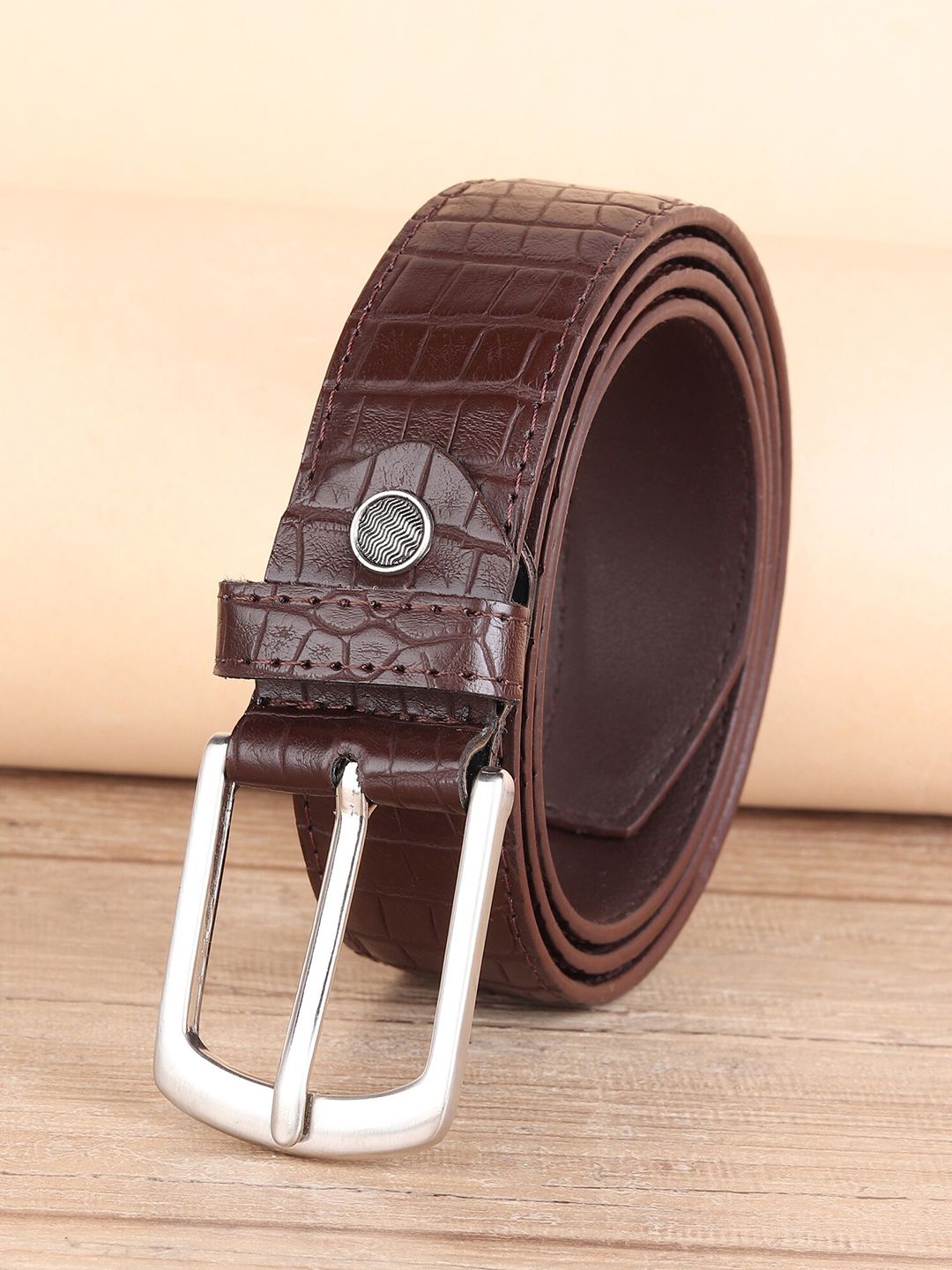 ZORO Men Brown Textured PU Belt-picture-30