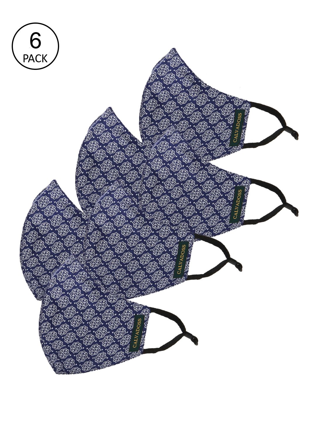 Calvadoss Men Pack Of 6 Printed 3-Ply Reusable Cotton Cloth Masks-image-7