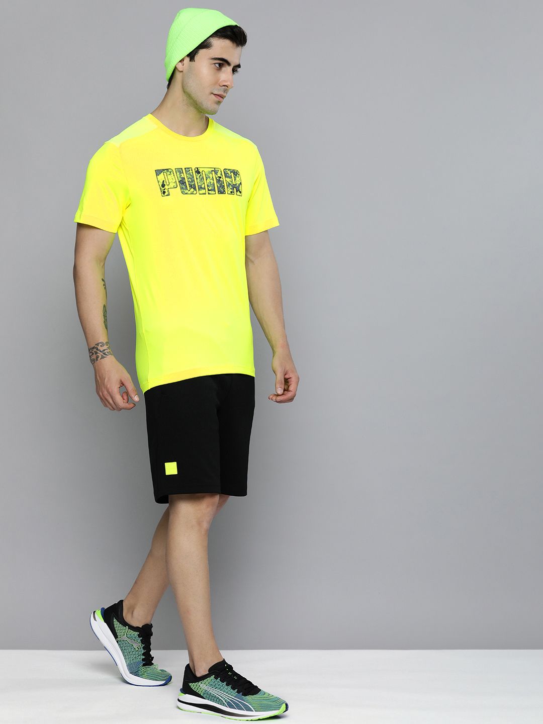 Buy one8 x PUMA Men Yellow Brand Logo Printed Training Slim Fit T