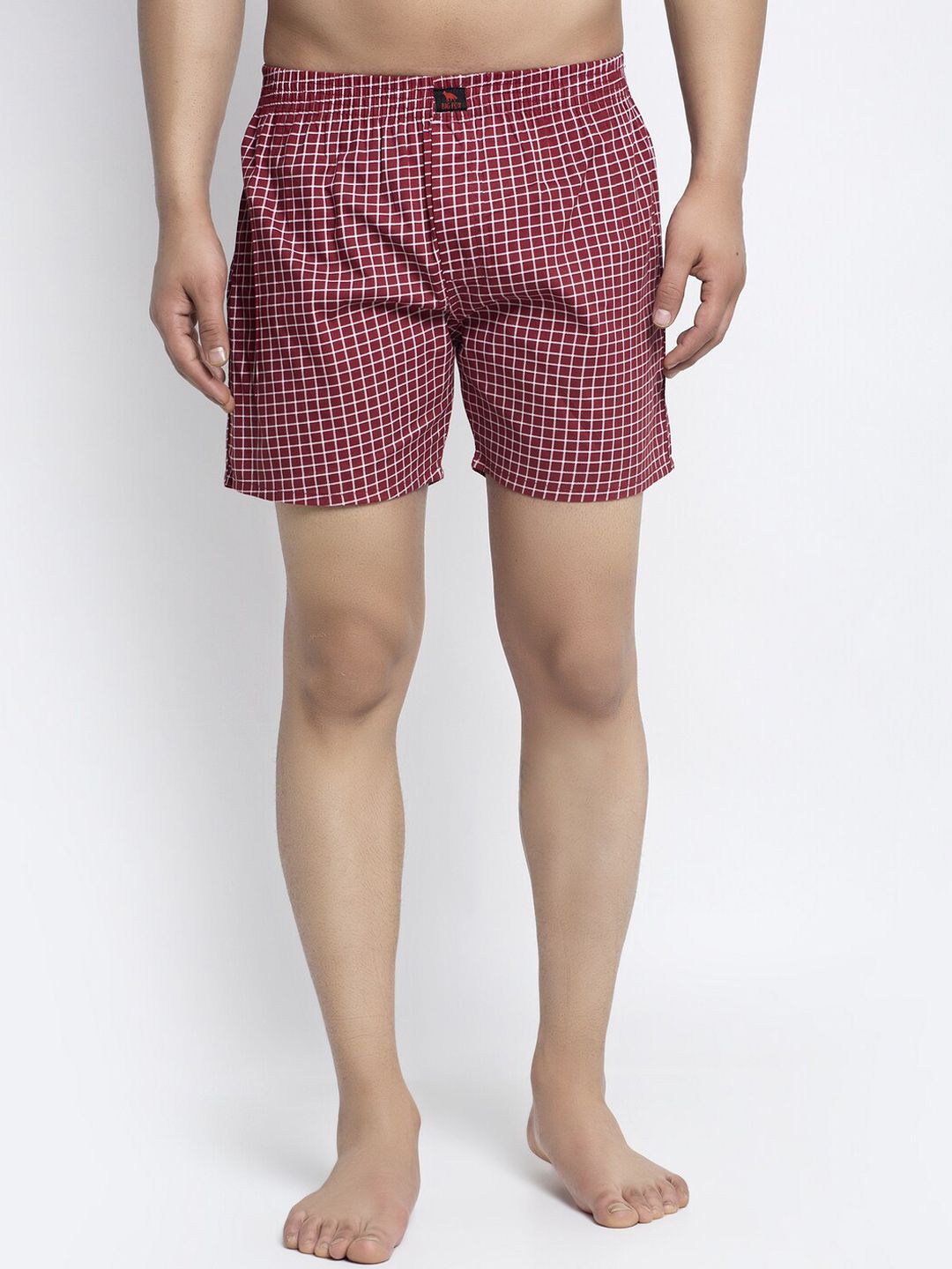 Big Fox Men Red Checked Pure Cotton Boxers-picture-13