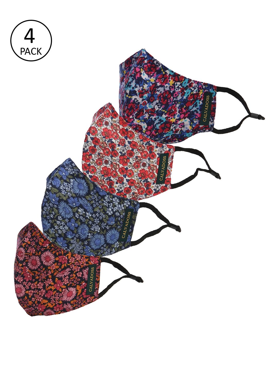 Calvadoss Men Pack Of 4 Assorted 3-Ply Reusable Cotton Cloth Masks-image-5