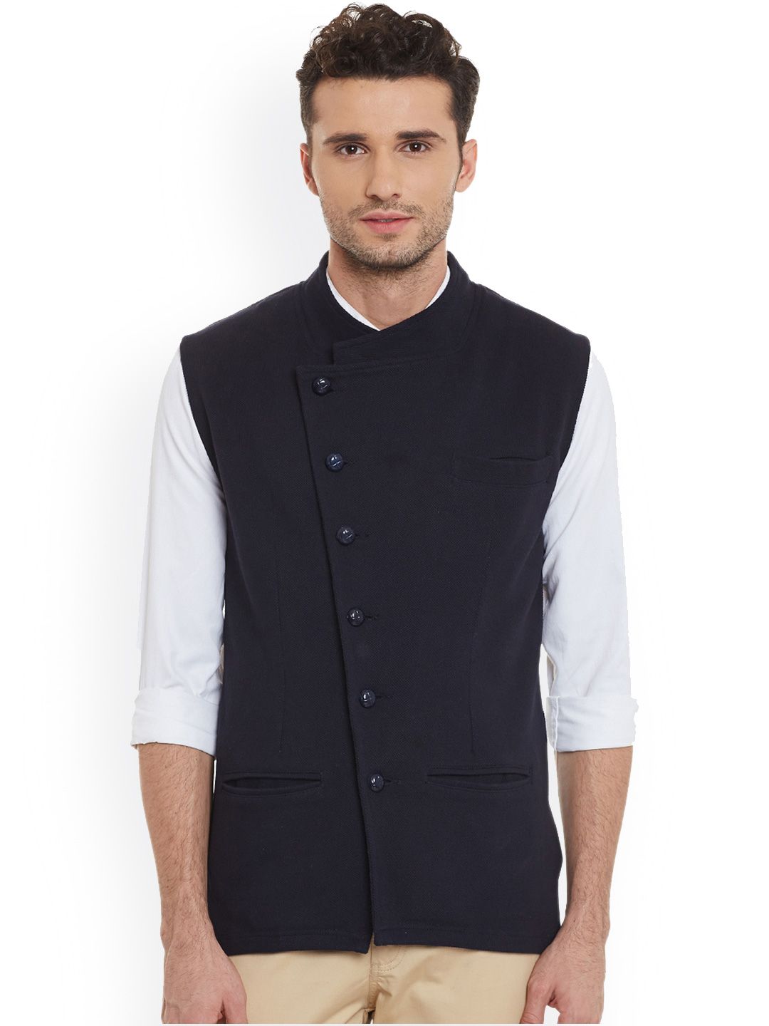 Hypernation Navy Nehru Jacket-picture-20