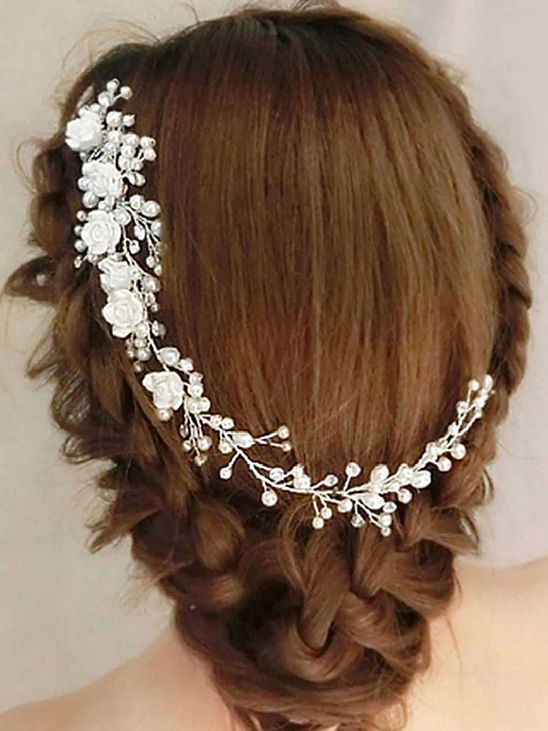 Yellow Chimes Women White & Silver-Toned Pearls Beaded Comb Pin-image-29