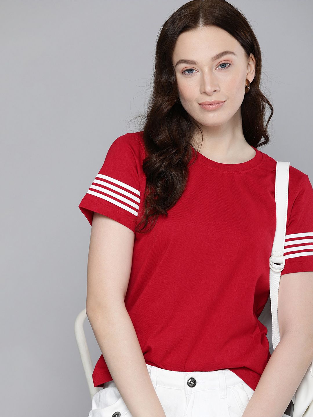 Harvard Women Red Solid Pure Cotton T-shirt-image-37