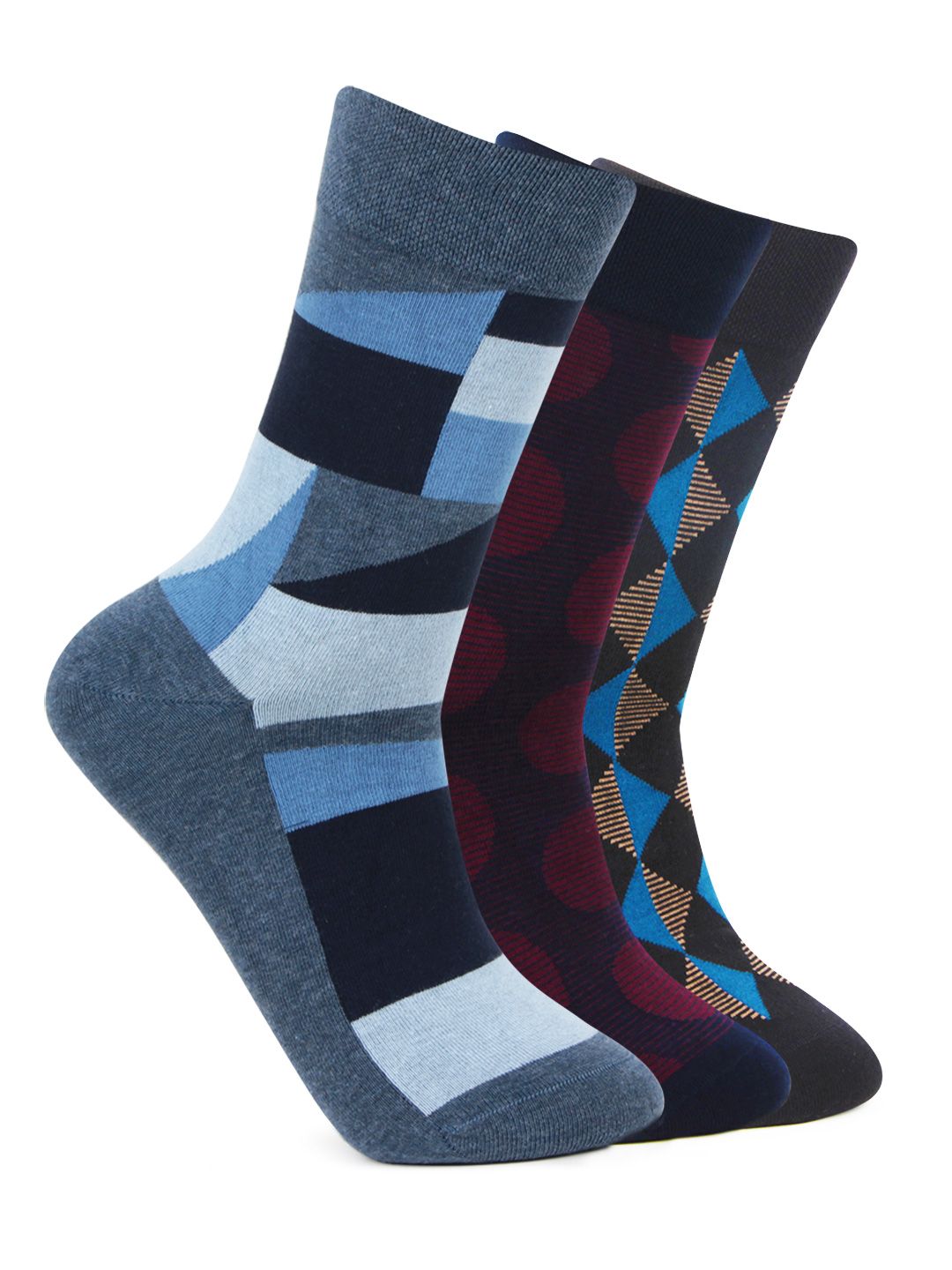 Bonjour Men Pack Of 3 Assorted Calf-Length Socks-image-48