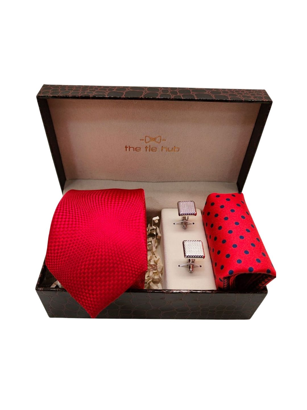 The Tie Hub Men Red & Blue Printed Accessory Gift Set-picture-20