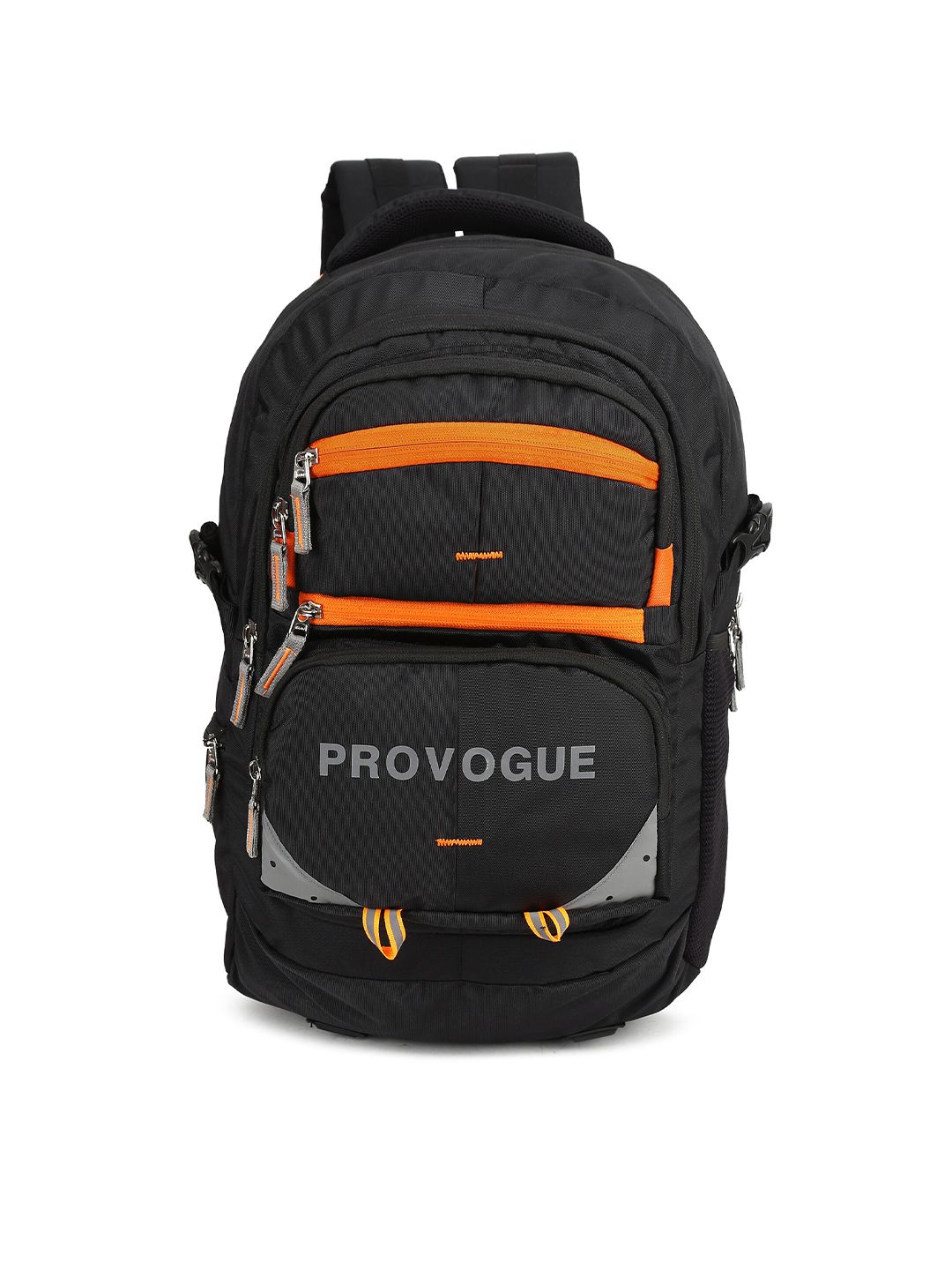 Provogue Unisex Black & Orange Colour-blocked with Reflective Strip Backpack-picture-34