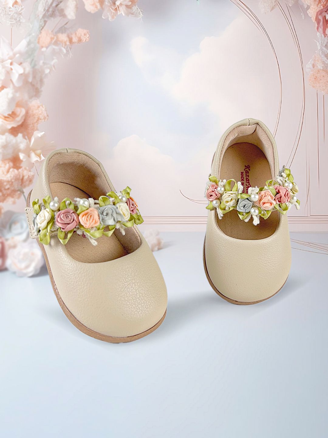 KazarMax Girls Beige Embellished Ballerinas Flats-picture-41