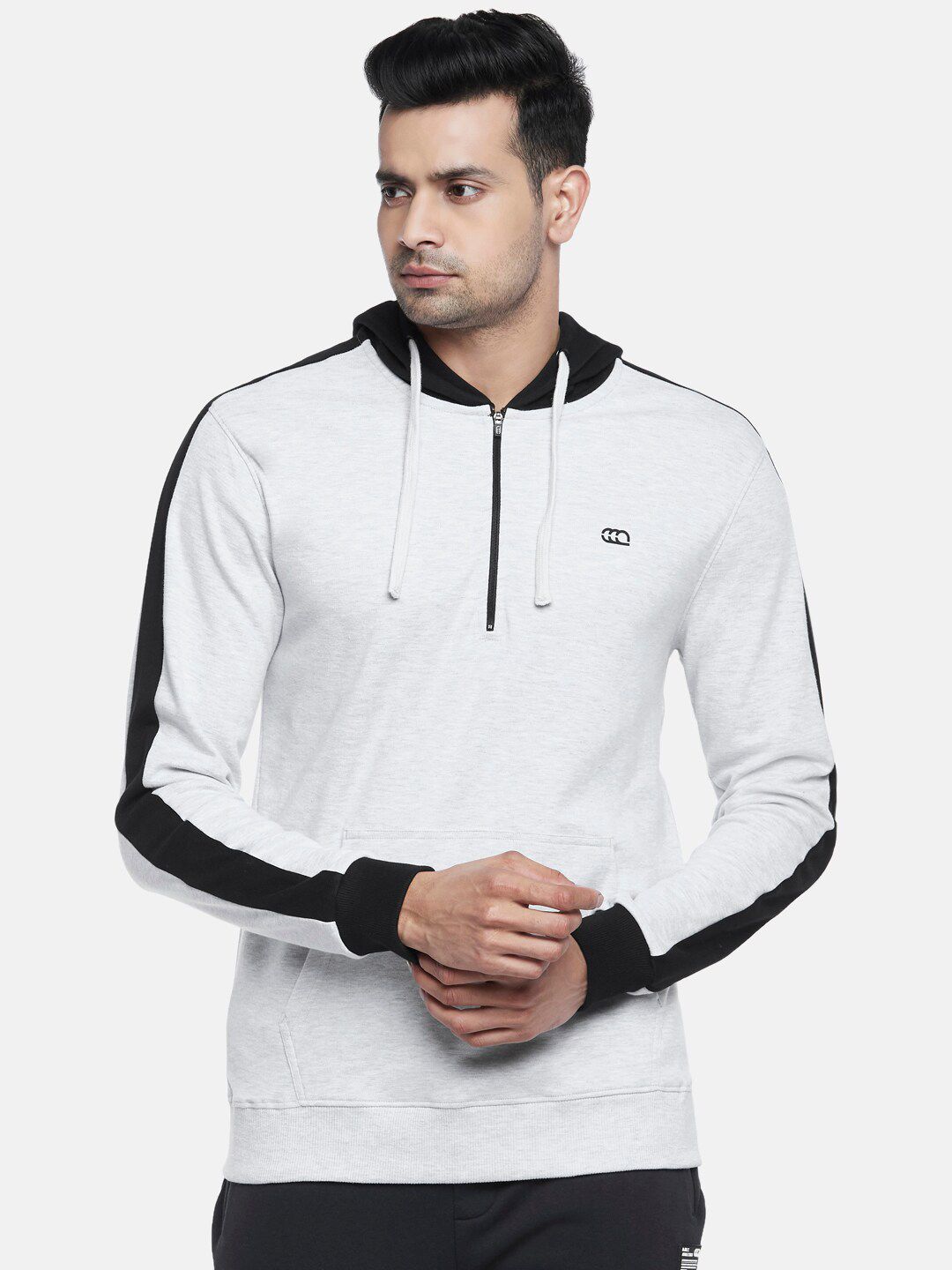 Ajile by Pantaloons Men Black & White Hooded Sweatshirt-picture-33