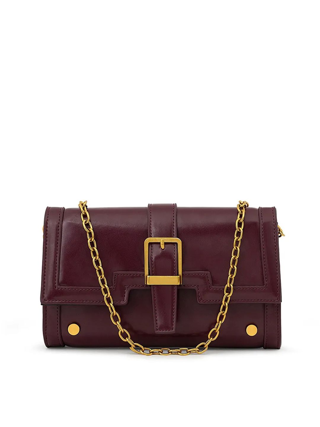 MIRAGGIO Red Buckle Detail Shoulder Bag with Sling-image-11