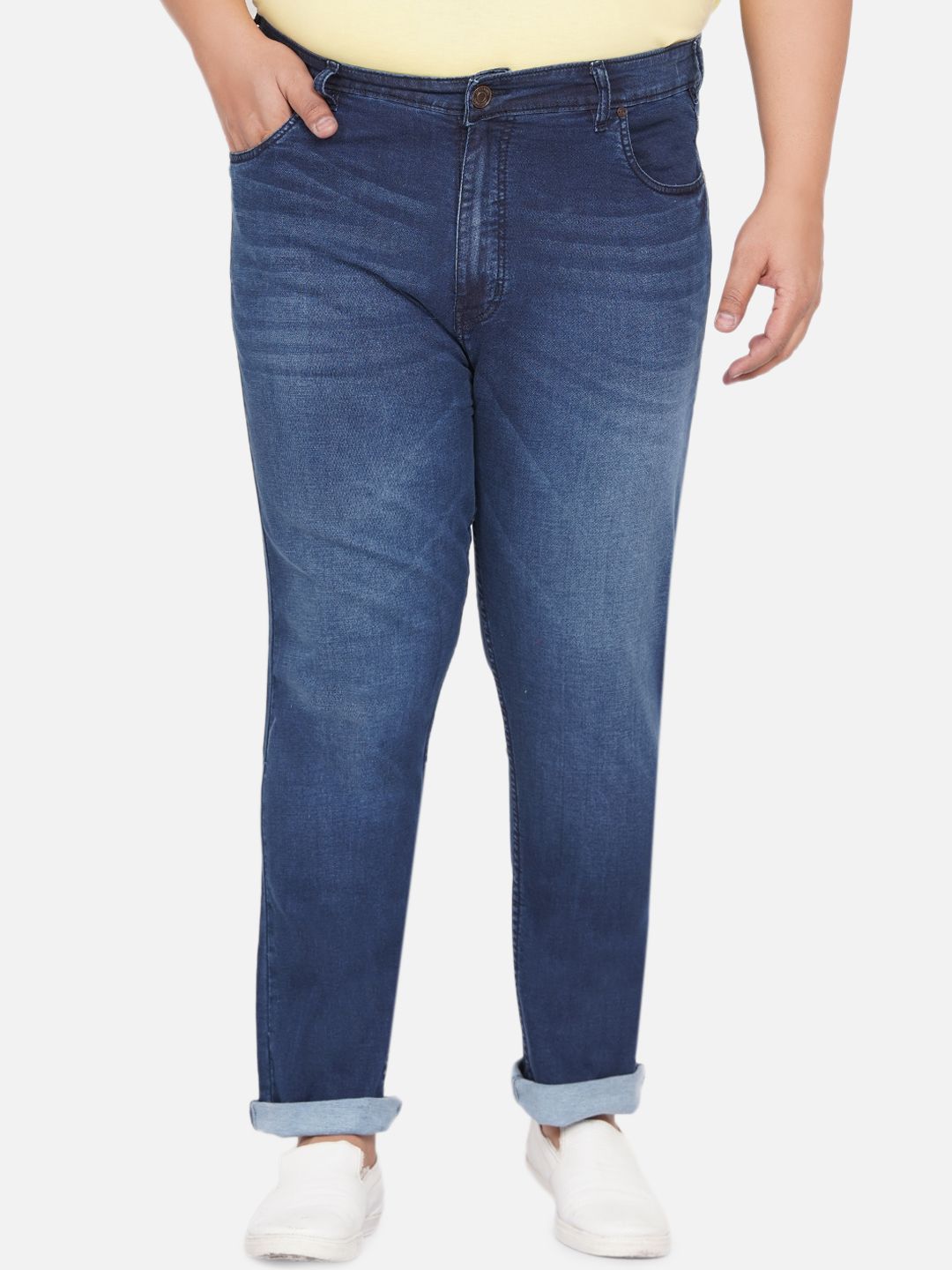 John Pride Plus Size Men Blue Smart Fit Mid-Rise Clean Look Jeans-image-47