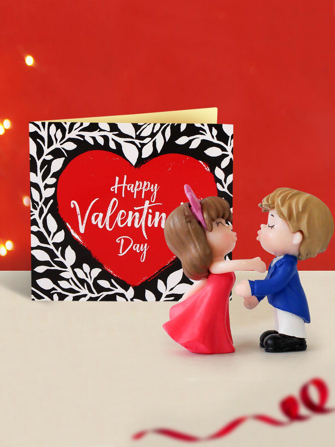 TIED RIBBONS Pink & Blue Valentine Kissing Couple Showpiece & Greeting Card-picture-27