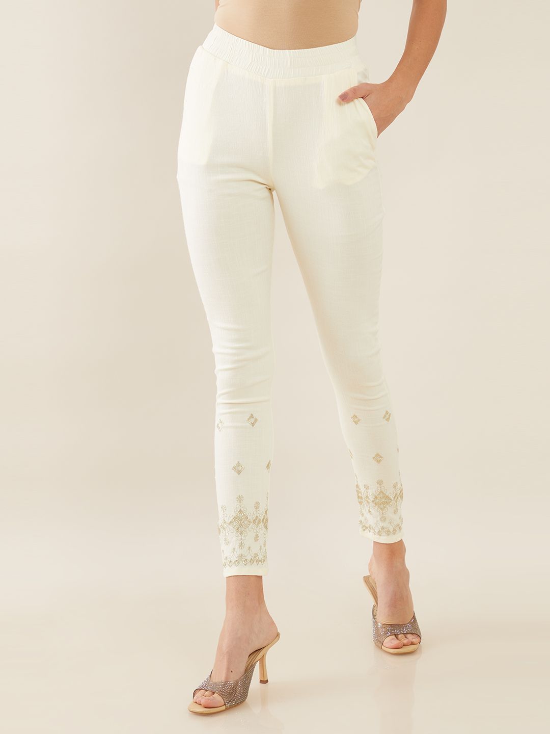 Dollar Missy  Off White Cotton Straight Womens Casual Pants  Pack of 1    Buy Dollar Missy  Off White Cotton Straight Womens Casual Pants  Pack  of 1  Online at Best Prices in India on Snapdeal