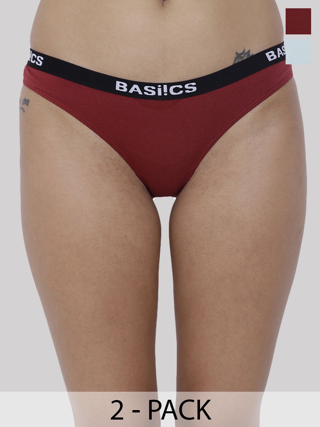 BASIICS by La Intimo Women Pack of 2 Maroon & Sea Green Basic Briefs BCPBR080B0BK-picture-11