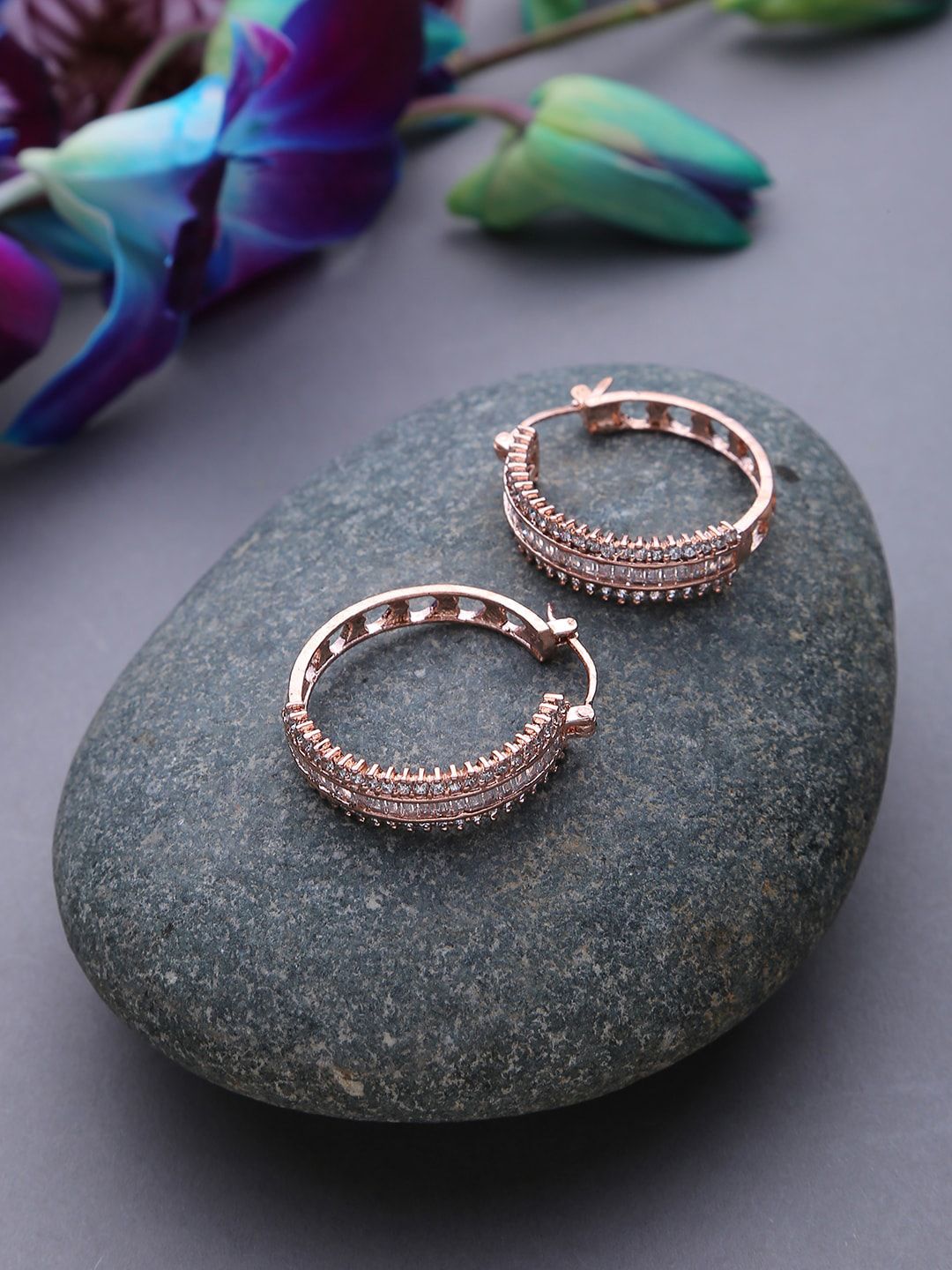 SOHI Rose Gold Plated Circular Hoop Earrings-picture-24