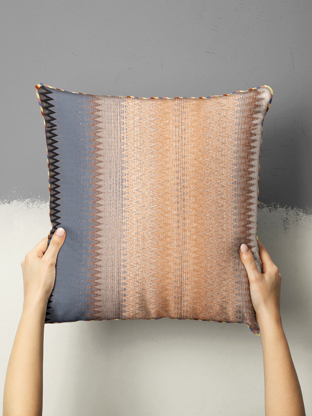 BIANCA Brown & Beige Abstract Square Cushion Covers-image-17