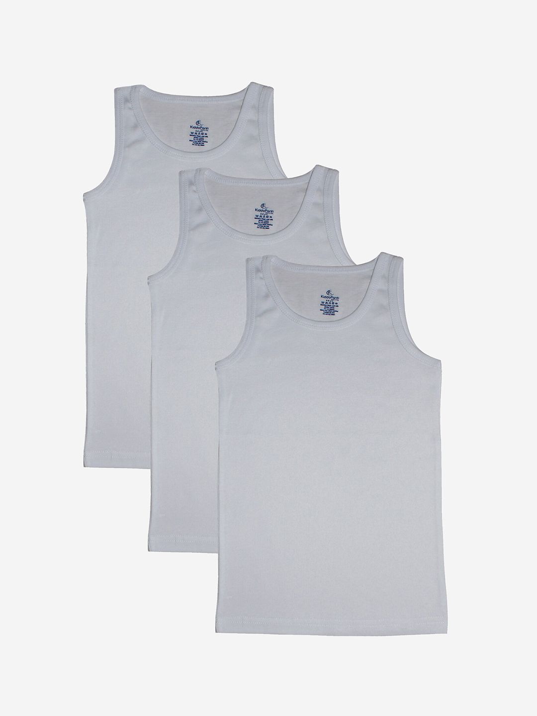 KiddoPanti Boys White Pack Of 3 Solid Innerwear Vests-picture-32