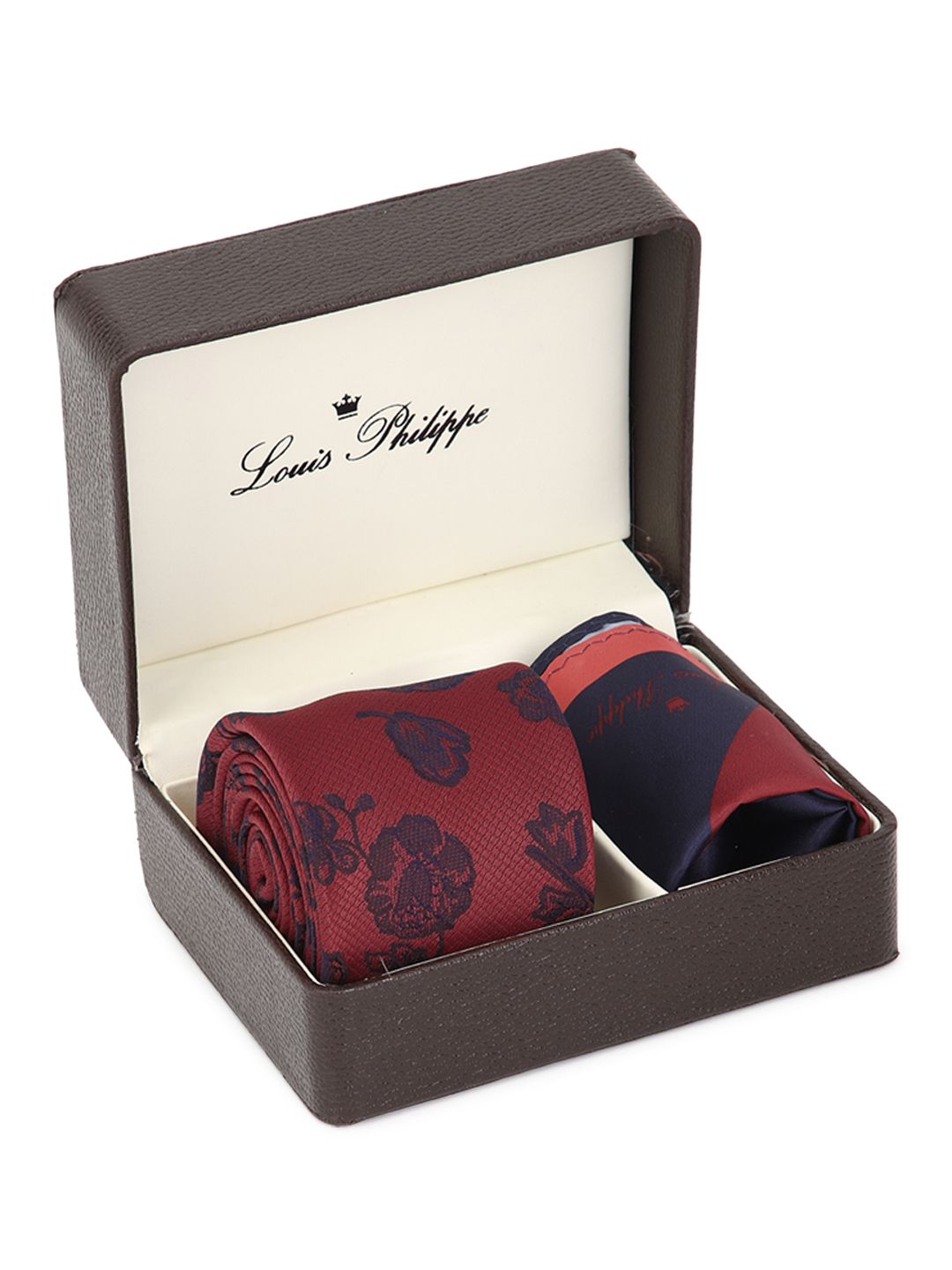Louis Philippe Men Maroon & Navy Blue Accessory Gift Set-picture-36