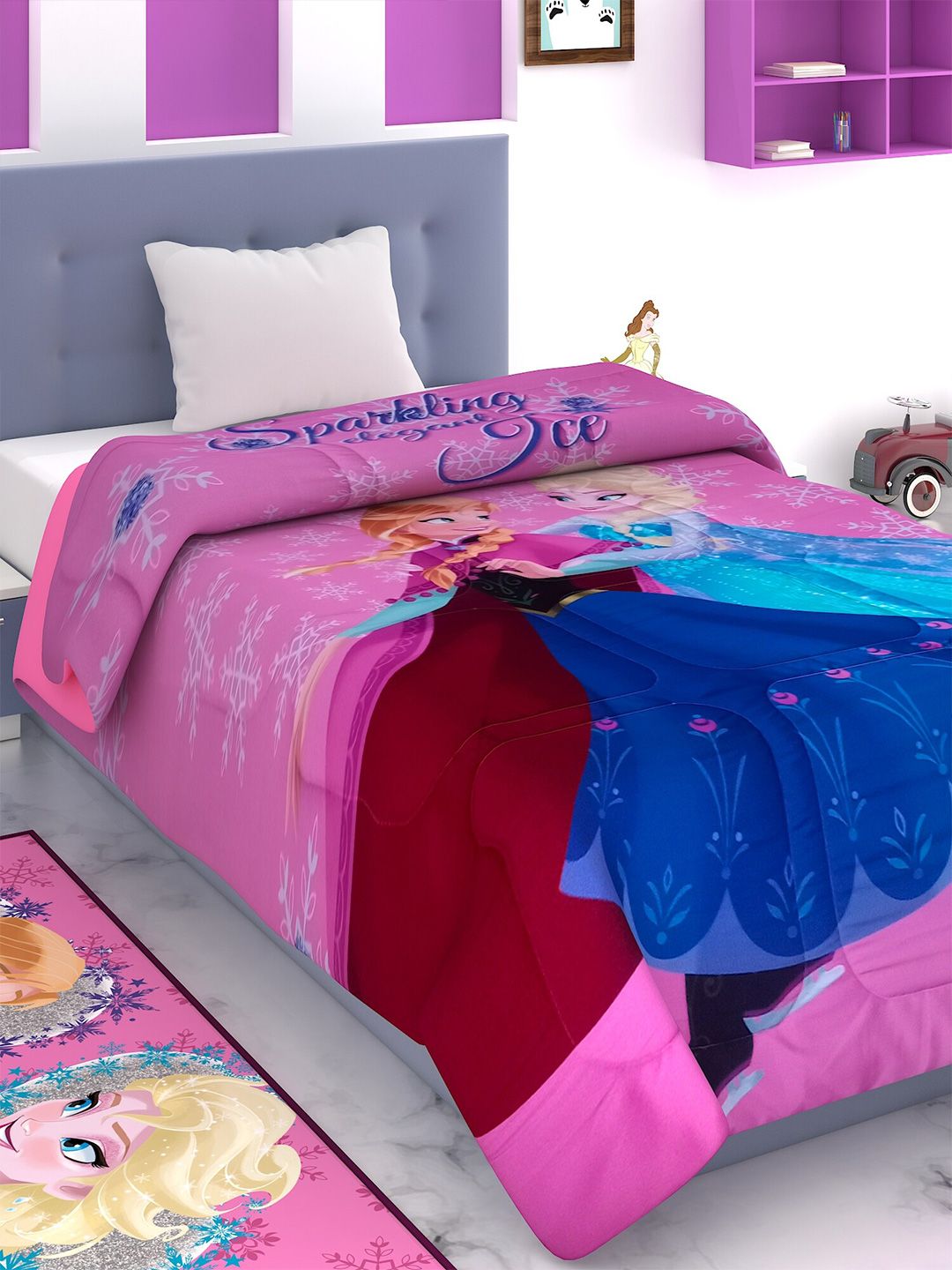 Disney Multi Color Cartoon Characters AC Room 300 GSM Single Bed Comforter-picture-57