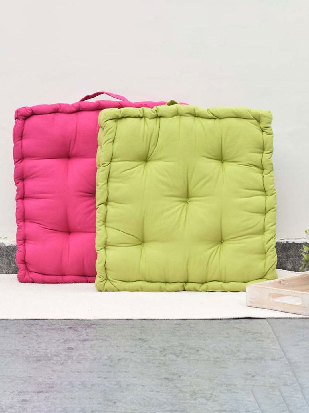 BLANC9 Set of 2 Pink & Green Matlas Floor Cushion-image-43