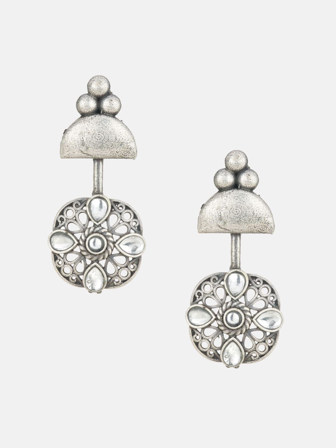 ATIBELLE Silver-Plated Floral Ear Cuff Earrings