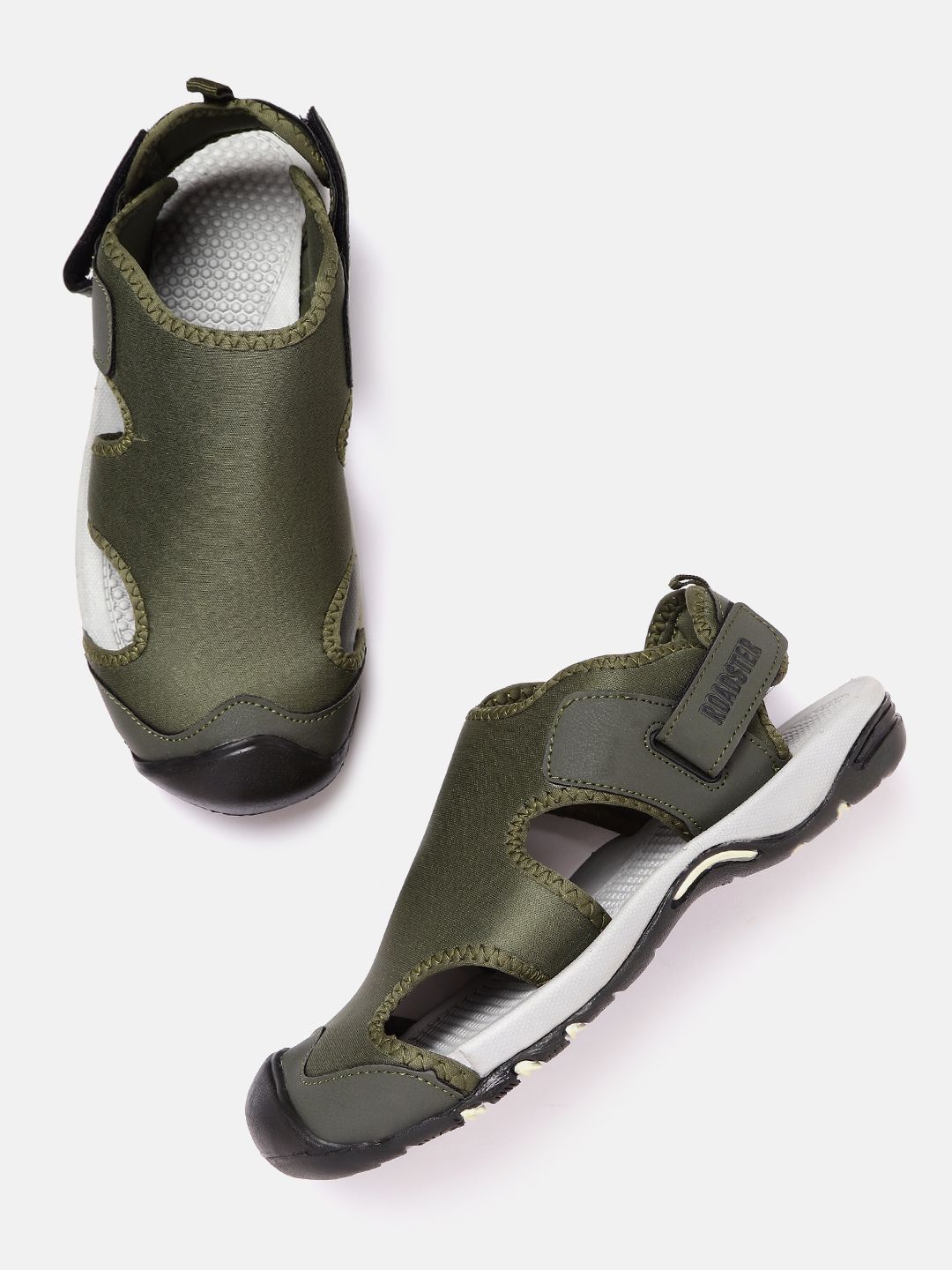 Roadster Men Olive Green Solid Sports Sandals-picture-52