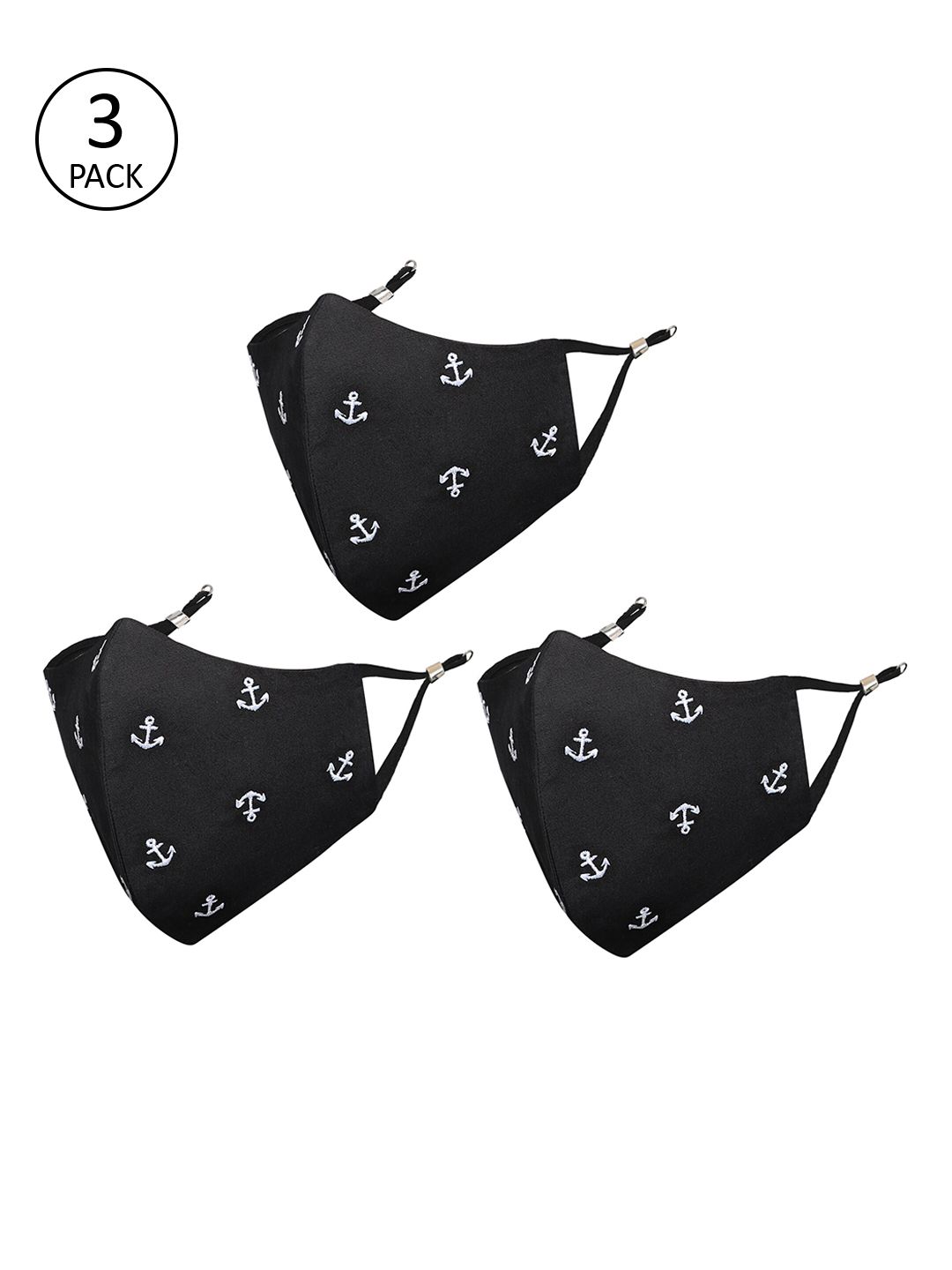 MASQ Men Pack Of 3 4-Ply Printed Pure Cotton Reusable Cloth Masks-picture-5