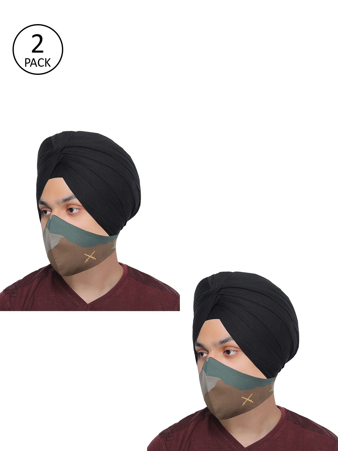 MASQ Men Pack Of 2 3-Ply Printed Pure Cotton Reusable Cloth Masks-picture-29