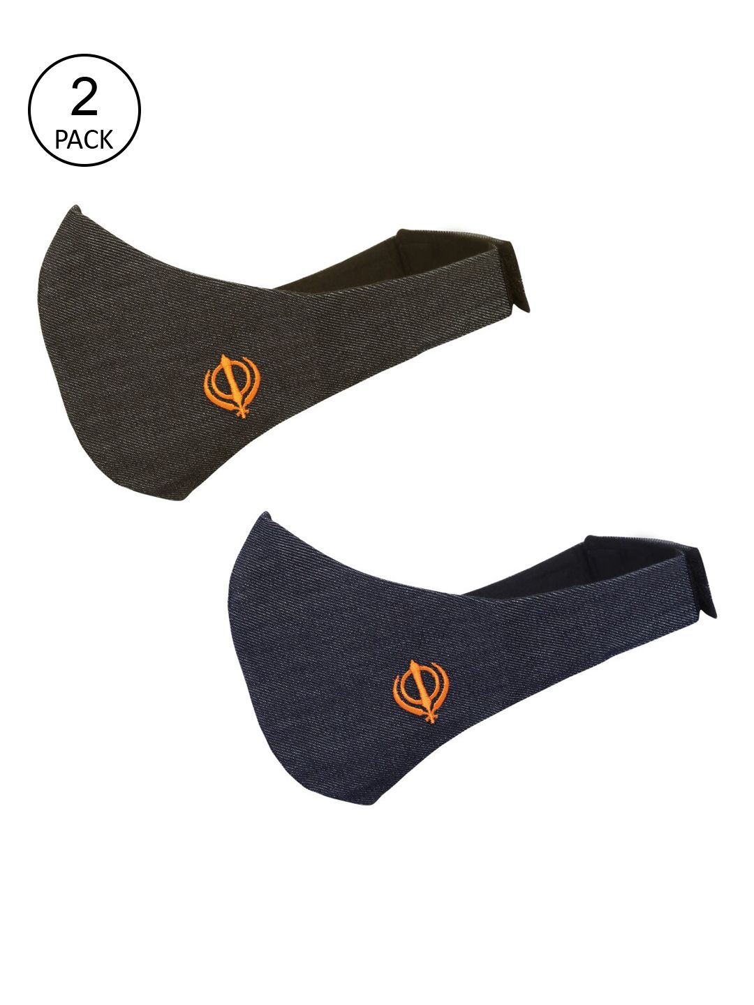 MASQ Men Pack Of 2 Blue & Grey Solid 4-Ply Pure Cotton Protective Outdoor Masks-picture-11