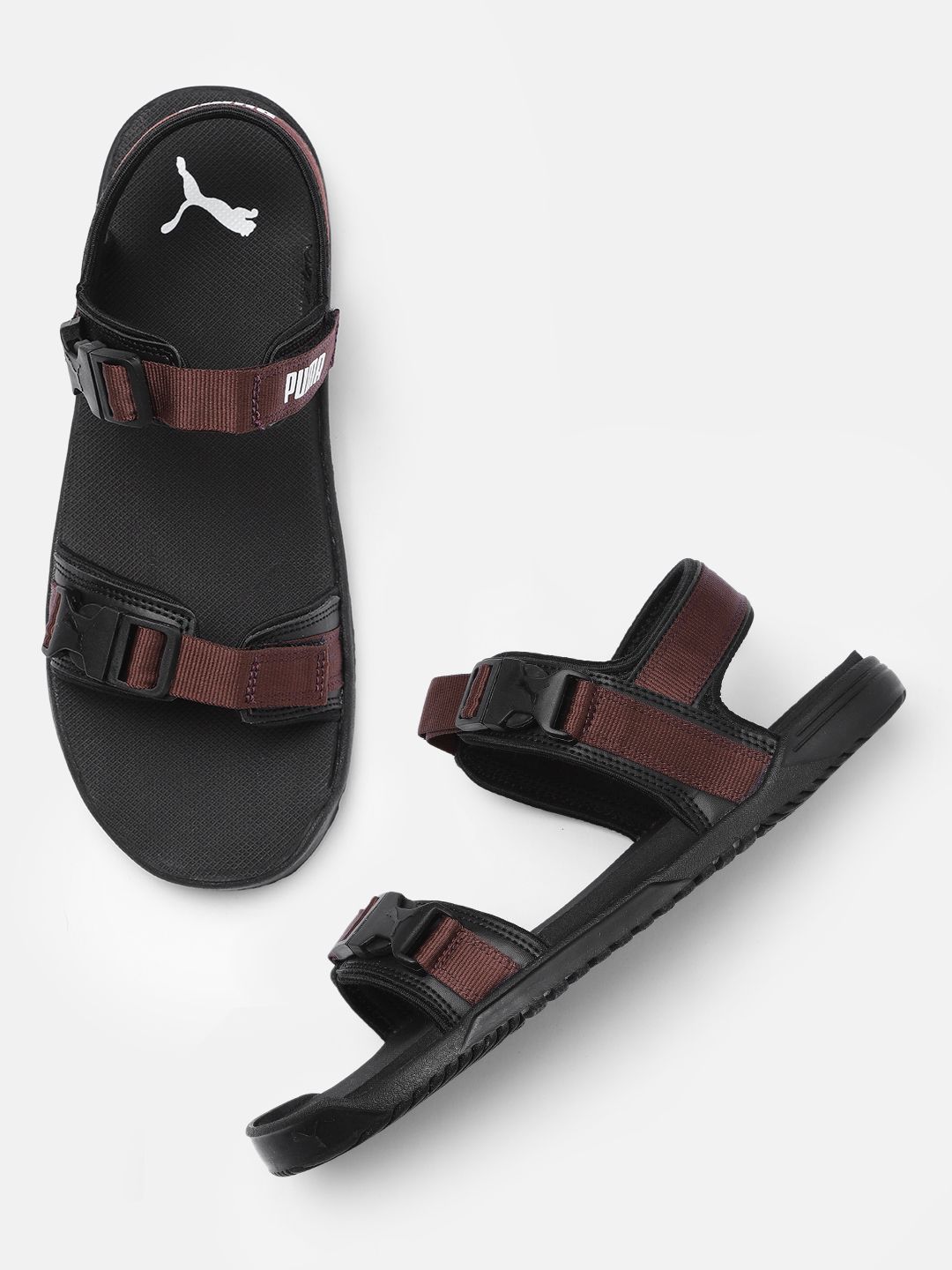 Red puma online sandals