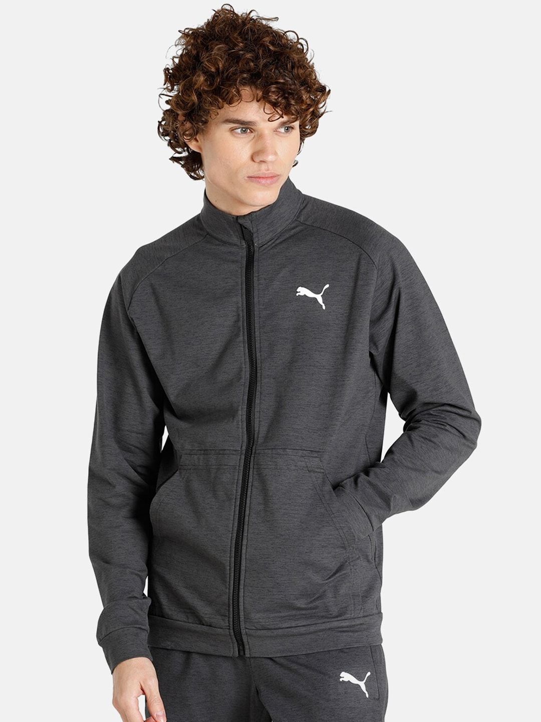 Puma Men Charcoal Grey Cloudspun Training or Gym Bomber Track Jacket-image-23