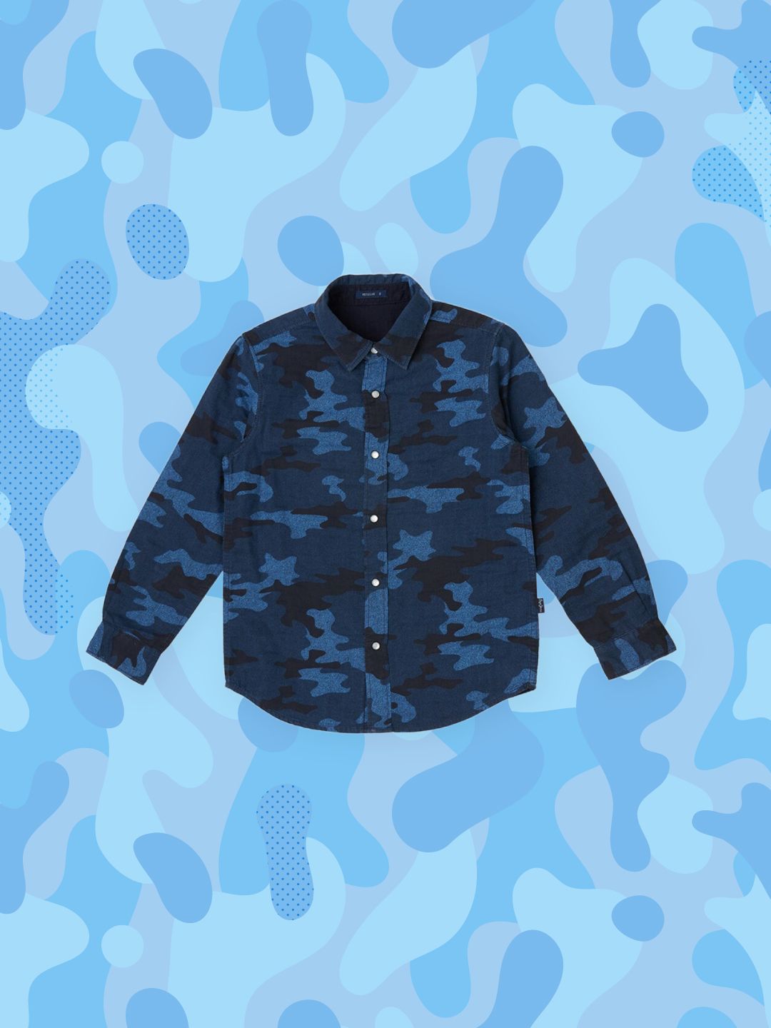 Pepe Jeans Boys Blue & Black Camouflage Printed Pure Cotton Casual Shirt-picture-13