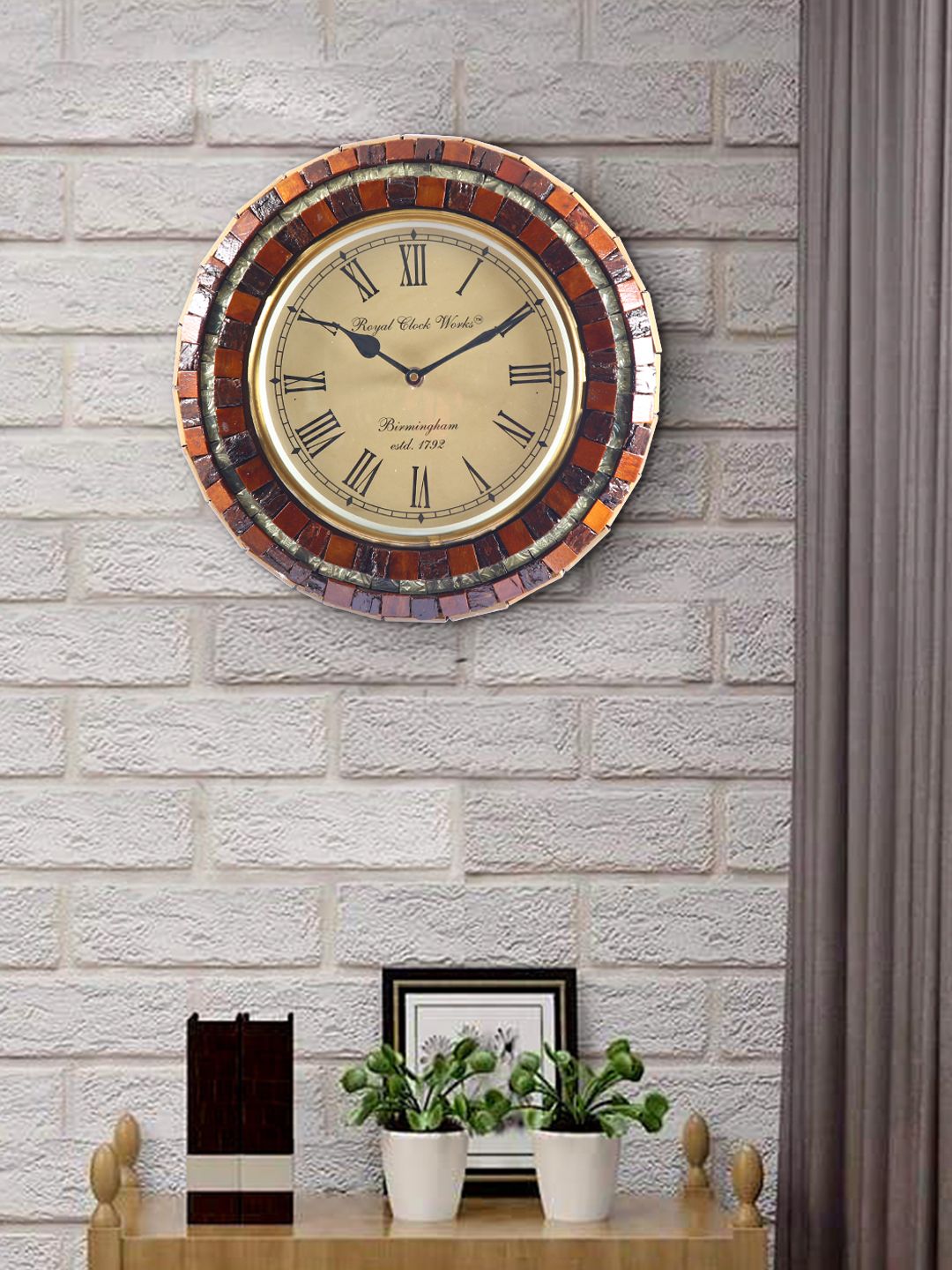 Aapno Rajasthan Brown & Gold-Toned Textured Vintage Wall Clock-picture-35
