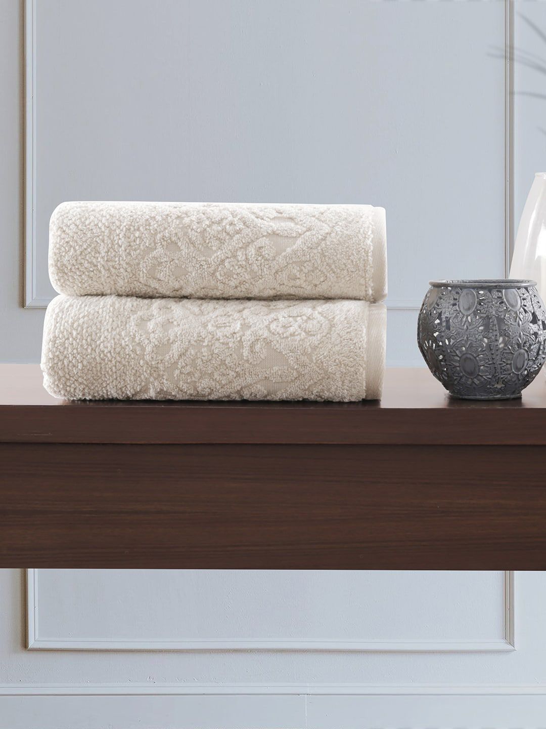 MASPAR Beige Colorart Windsor 550 GSM Cotton Jacquard Hand Towel-image-40