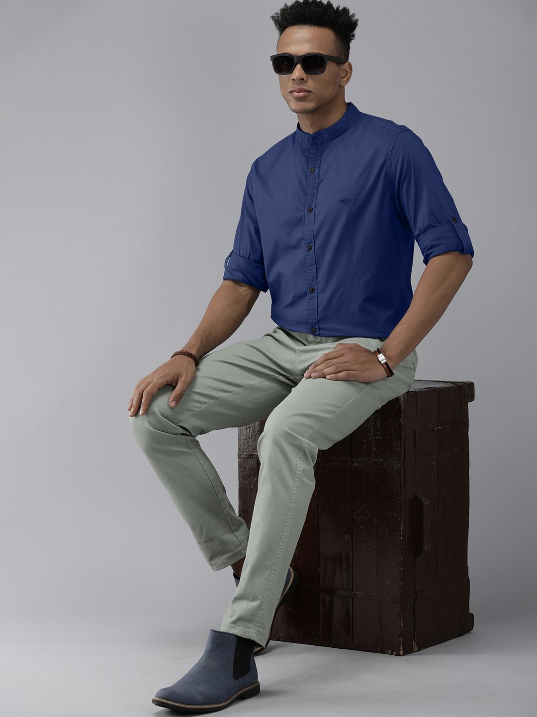 Roadster Men Navy Blue Slim Fit Casual Shirt - Price History