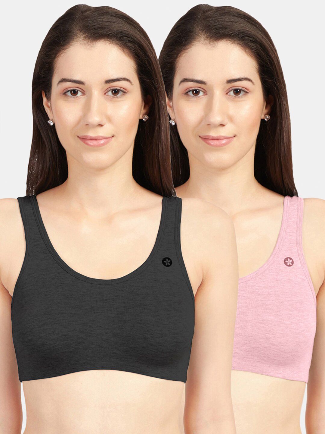 Sonari Pack of 2 Black & Pink Non Padded Bra