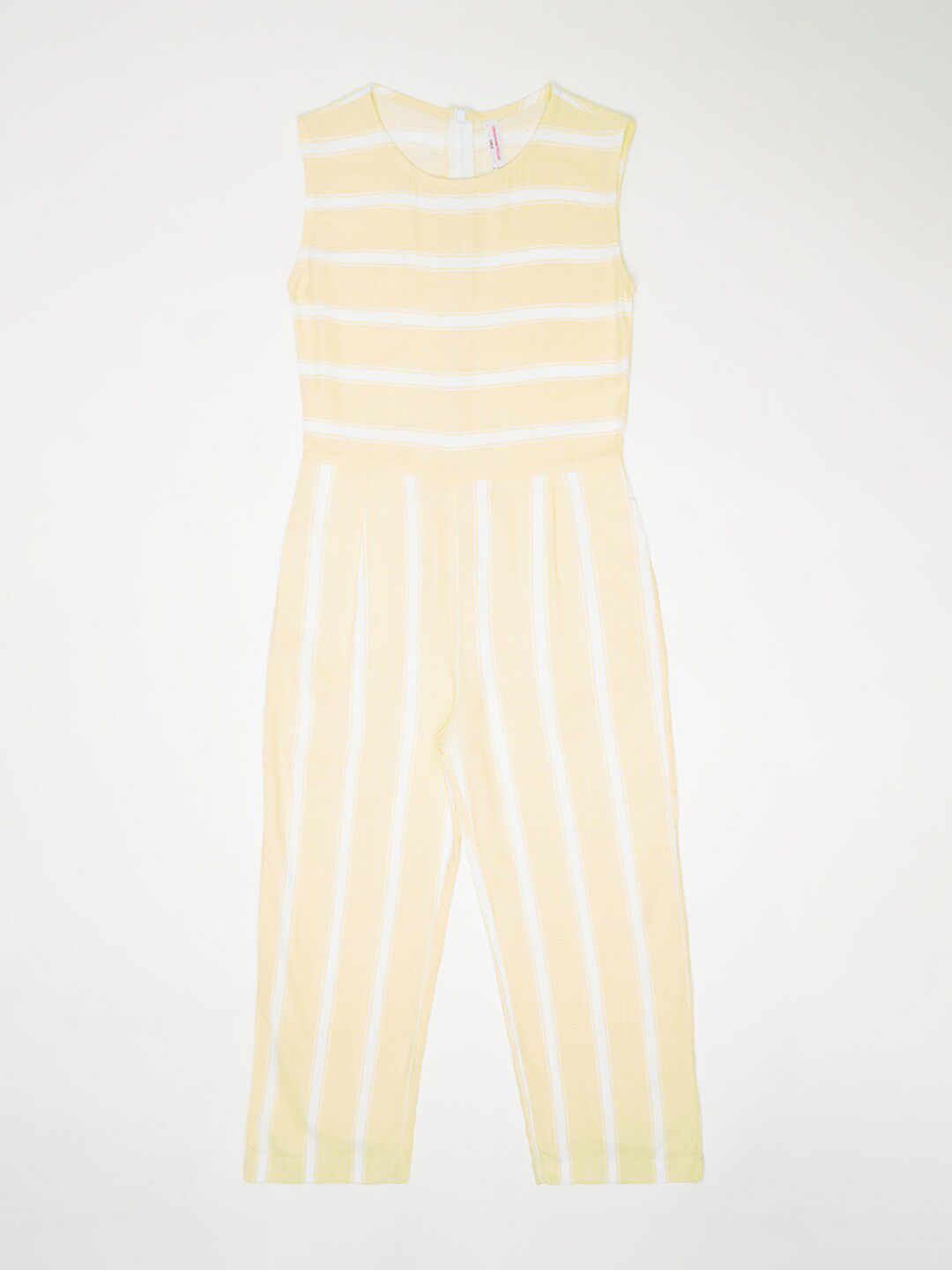 Crimsoune Club Girls Yellow & White Striped Basic Jumpsuit-picture-40