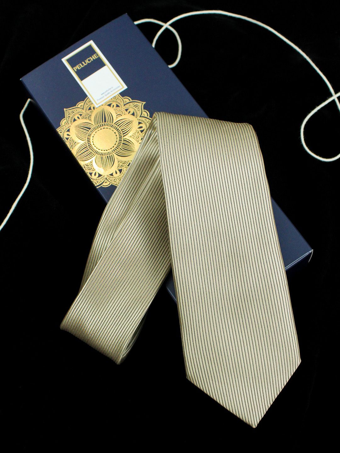 PELUCHE Men Brown & Beige Woven Design Skinny Tie-picture-45