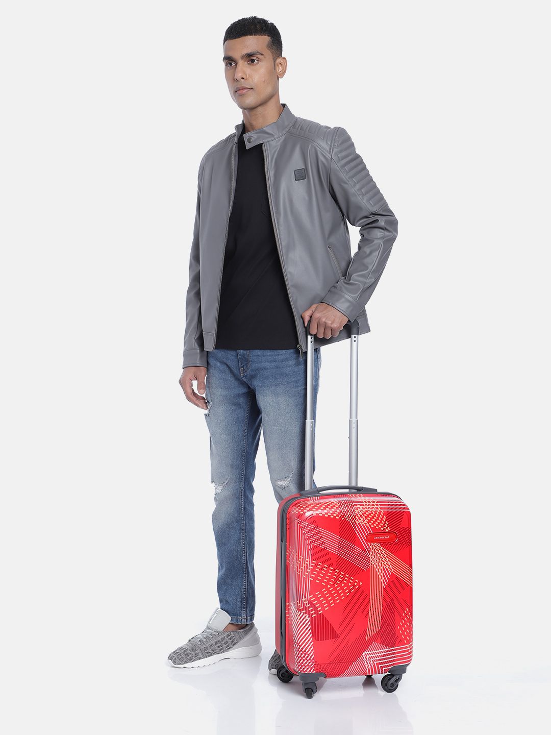Aristocrat Printed DUAL EDGE Cabin Trolley Suitcase - 55 cm-image-36