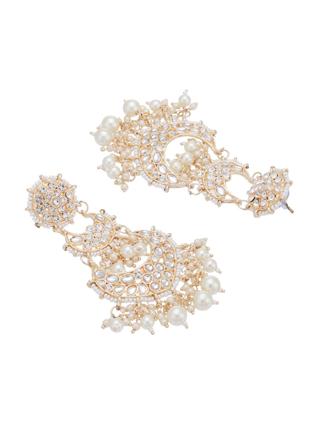 ATIBELLE Gold-Plated & White Contemporary Drop Earrings