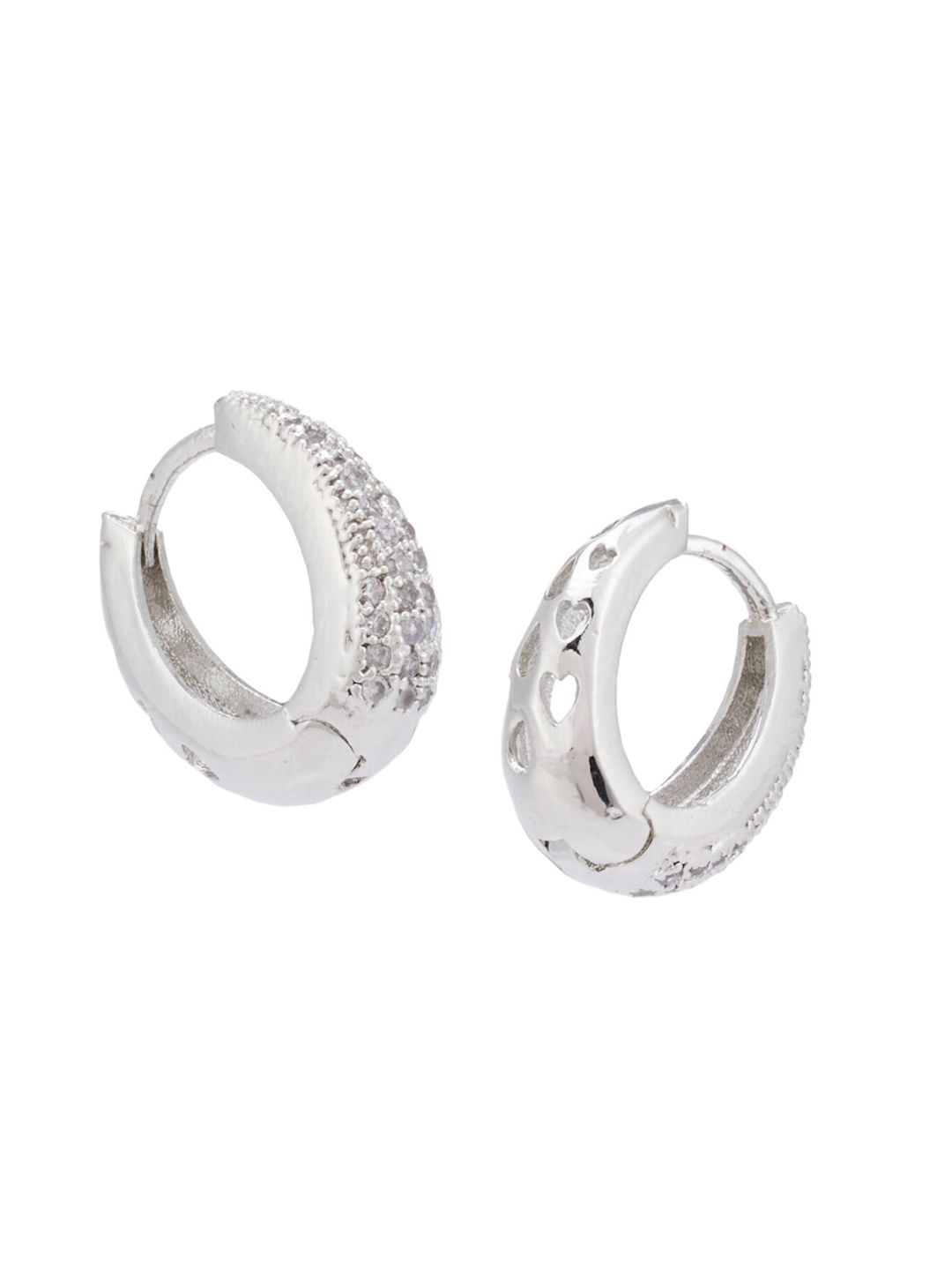 ATIBELLE Silver-Plated AD Studded Classic Hoop Earrings