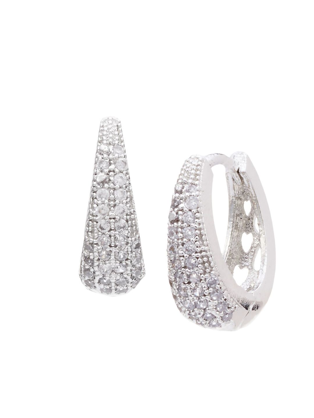 ATIBELLE Silver-Plated AD Studded Classic Hoop Earrings