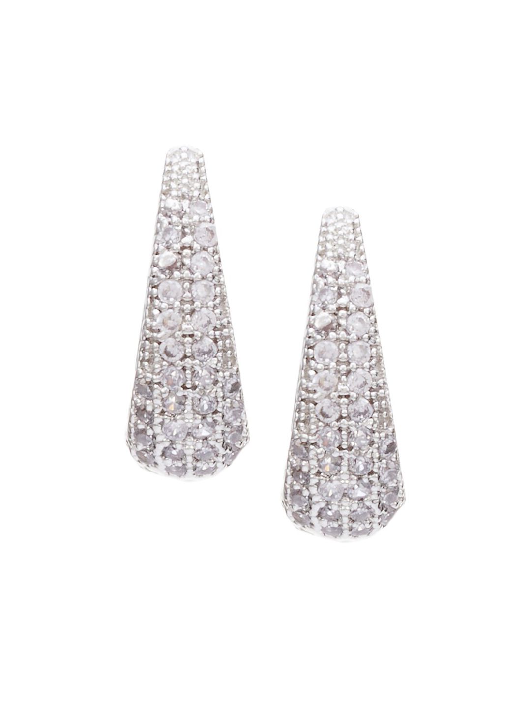 ATIBELLE Silver-Plated AD Studded Classic Hoop Earrings