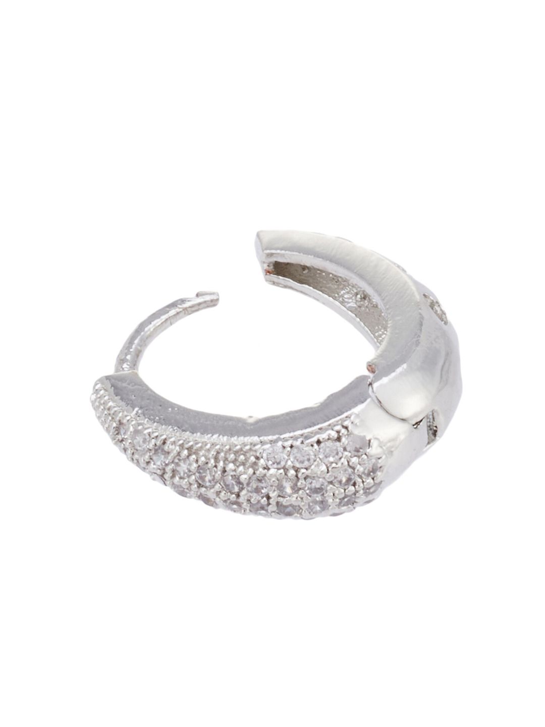 ATIBELLE Silver-Plated AD Studded Classic Hoop Earrings