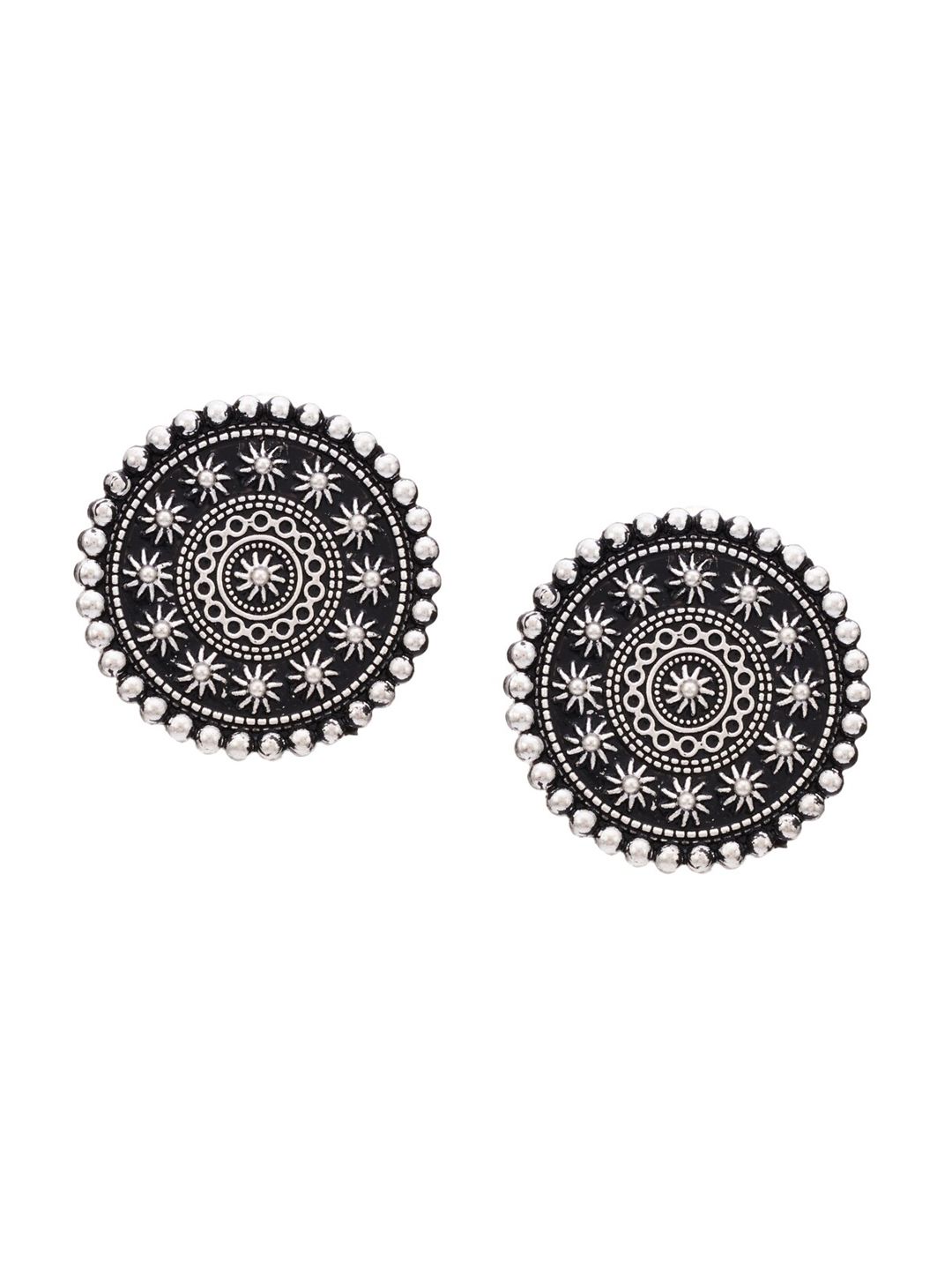 ATIBELLE Silver-Plated Oxidized Circular Studs