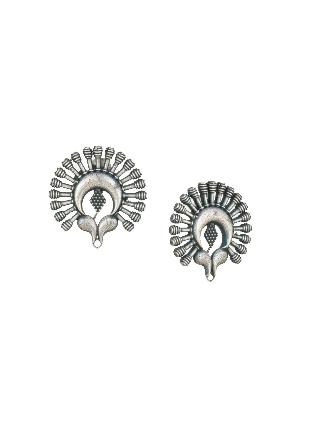 ATIBELLE Silver-Plated Peacock Shaped German Silver Studs Earrings