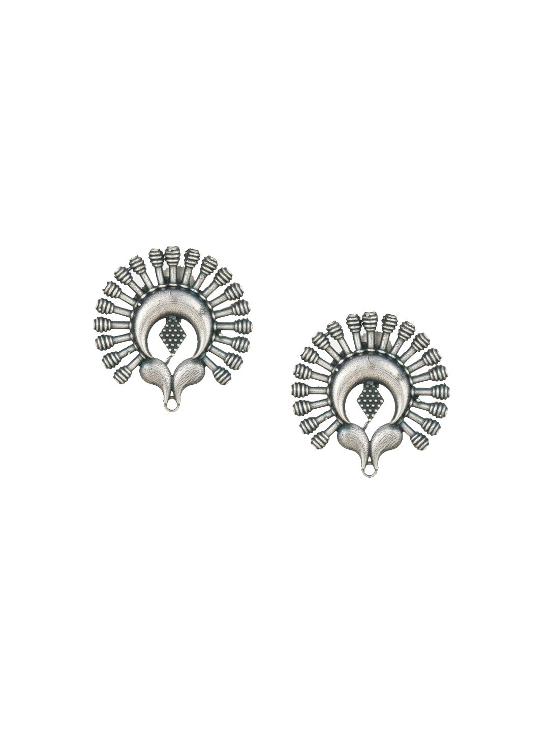 ATIBELLE Silver-Plated Peacock Shaped German Silver Studs Earrings