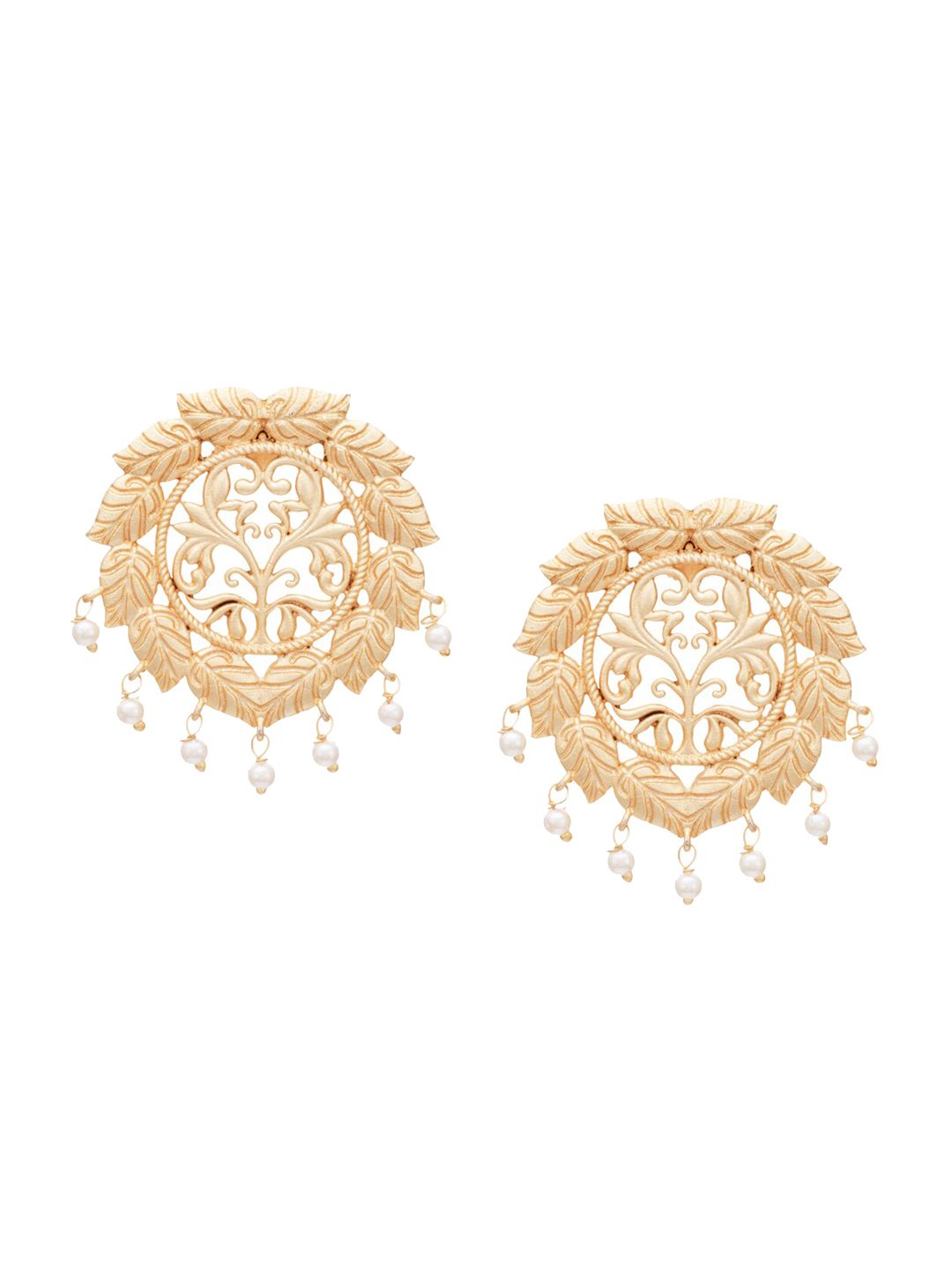 ATIBELLE Gold-Plated Leaf Shaped Drop Earrings